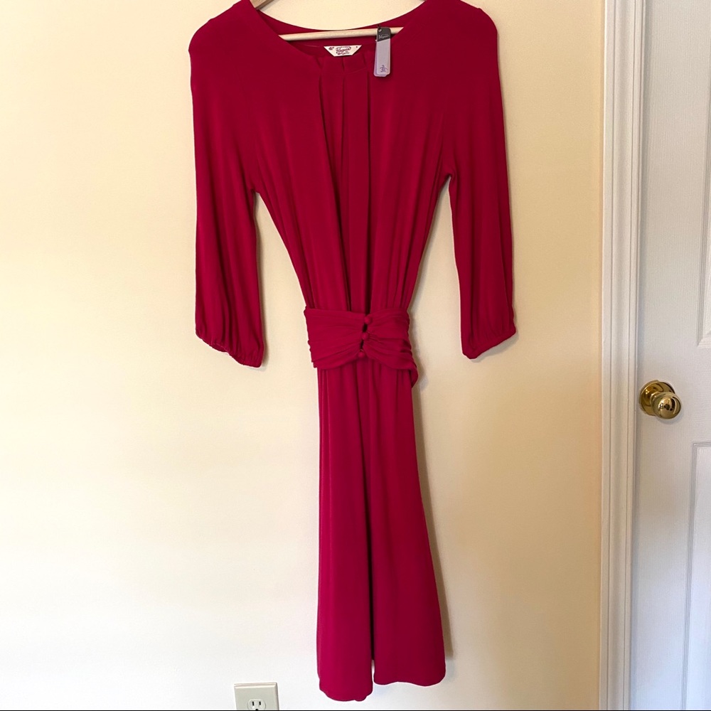 Original Penguin Magenta Jersey Button Waist Dress